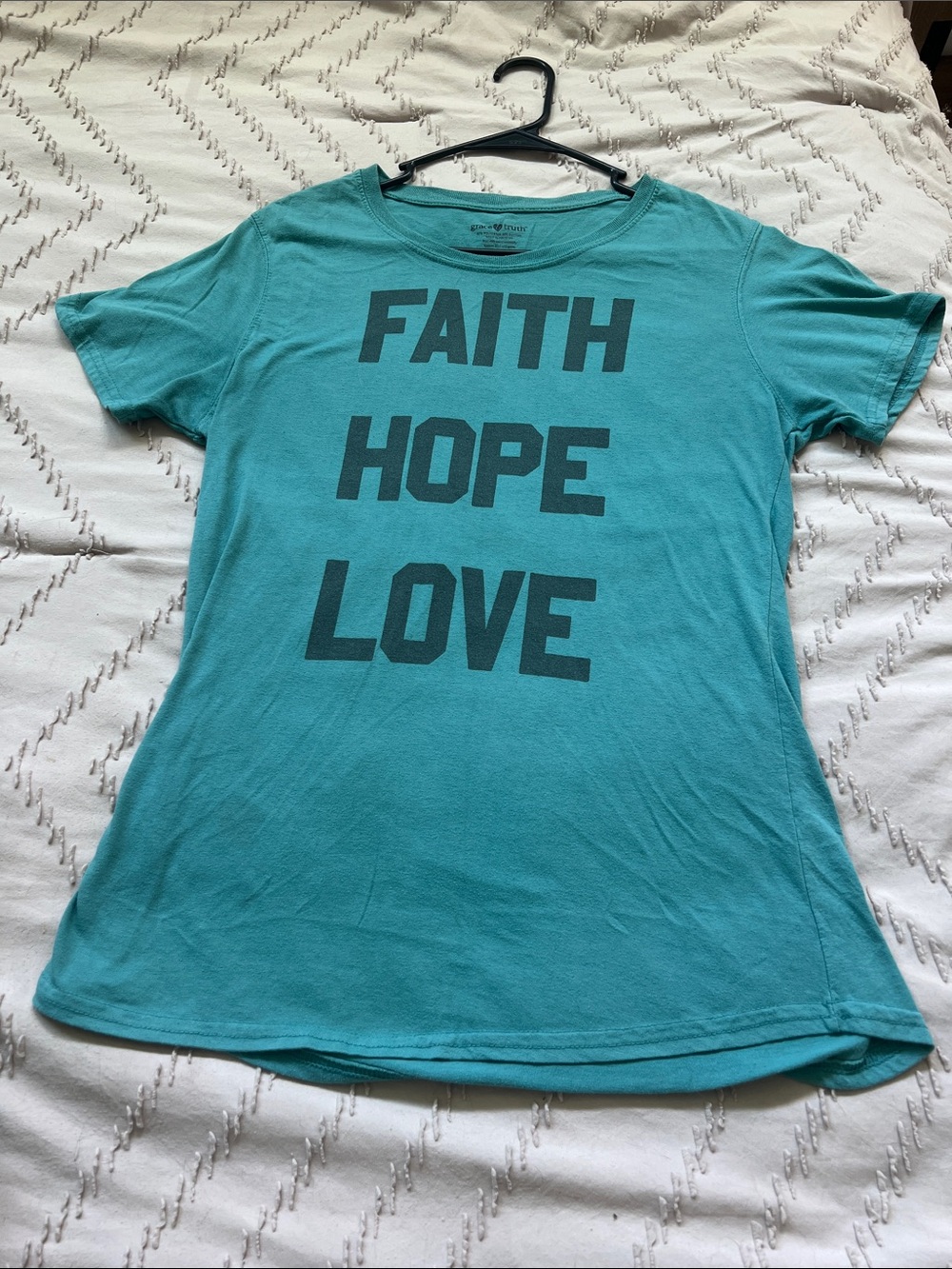 Women's Teal 'Faith Hope Love' Graphic Tee - Casual Short Sleeve Top